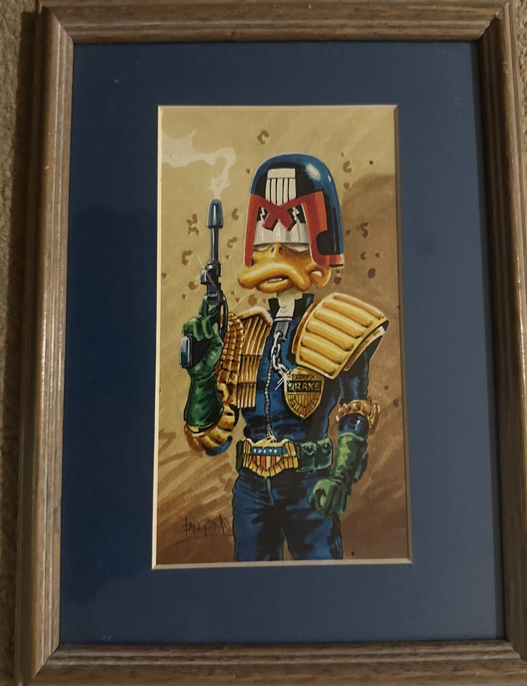 Duck parody of Judge Dredd [original art. Fangorn, artist.